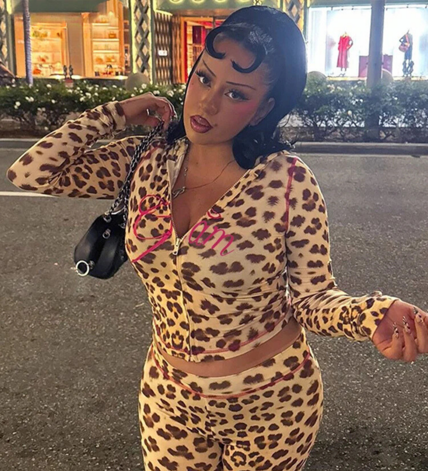 Leopard Print Tracksuit Set